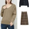 41YhY7ltUVL._AC_.jpg Woolicity Pull Femmes Col V Tricot Pullover Couleur Unie Manches Longues Léger Pull Loose Fit Soft Jumper