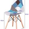 EGOONM Lot de 4 Chaise de Salle à Manger Multicolor Patchwork,Chaises en Tissu de Lin Loisirs Salon,Chaises avec Dossier à Coussin Souple (Bleu)