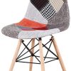 Lot de 4 chaises de salle à manger avec revêtement en tissu patchwork moderne de style nordique et cadre en bois de style scandinave