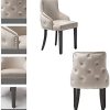 PS Global Ensemble de 2 chaises de salle à manger de luxe Grace, clous chromés faciles à assembler, dossier capitonné, dossier profond, velours en peluche neuf (crème)