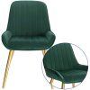Lestarain Lot de 2 Chaises de Salle à Manger avec Dossier Chaise de Cuisine Rétro Chaise de Salon Assise en Velours et Pieds en Métal,Vert foncé
