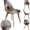 THE HOME DECO FACTORY HD6137 Lot De 2 Chaises Salon Salle A Manger Patchwork Multicolore Bois PU Scandinave, Polyuréthane, 46x85x55 cm