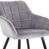 41uL6n2q8QL._AC_.jpg WOLTU Lot de 2 Chaises de Salle à Manger avec accoudoirs, Chaise de Salon Structure en métal et Assise en Velours,Gris BH93gr-2