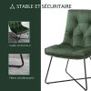 HOMCOM Chaise Design néo-rétro Assise Dossier capitonné piètement croisé métal Noir Velours Vert