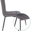 Lestarain Lot de 6 Chaises de Salle à Manger Rétro Chaises de Cuisine Chaises de Salon Rembourrée en Lin,Pied en métal,Chaises avec Dossier Gris Foncé