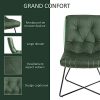 HOMCOM Chaise Design néo-rétro Assise Dossier capitonné piètement croisé métal Noir Velours Vert