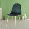 ZMALL Lot de 4 chaises de salle à manger en velours avec pieds en bois pour maison, cuisine, salon, salle à manger, vert