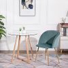 DORAFAIR Fauteuil en Tissu Velours Rétro,Chaises de Salle à Manger Scandinave avec Dossier rembourré et Coussin, Métal en Finition Spray Gold Jambes - Vert