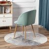 DORAFAIR Fauteuil en Tissu Velours Rétro,Chaises de Salle à Manger Scandinave avec Dossier rembourré et Coussin, Métal en Finition Spray Gold Jambes - Vert