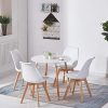 EGGREE Chaises Salle à Manger Scandinaves Lot de 4 Chaises de Cuisine, Rétro Rembourrée Chaise de Salle de Bureau, Pieds en Bois de Hêtre Massif, Blanc