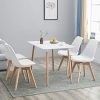 EGGREE Chaises Salle à Manger Scandinaves Lot de 4 Chaises de Cuisine, Rétro Rembourrée Chaise de Salle de Bureau, Pieds en Bois de Hêtre Massif, Blanc