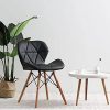 Uderkiny Lot de 4 chaises - Chaise de Salle à Manger avec Dossier en Cuir et Pieds en Bois de hêtre, Convient à la Salle à Manger à la Cuisine au Salon, etc (Noir01)