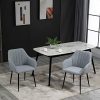 HOMCOM Chaises de Visiteur Design scandinave - Lot de 2 chaises - Pieds effilés métal Noir - Assise Dossier accoudoirs ergonomiques Lin Gris