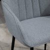 HOMCOM Chaises de Visiteur Design scandinave - Lot de 2 chaises - Pieds effilés métal Noir - Assise Dossier accoudoirs ergonomiques Lin Gris