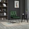 HOMCOM Chaise Design néo-rétro Assise Dossier capitonné piètement croisé métal Noir Velours Vert