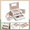 51ZaeZmXrvL._AC_.jpg SONGMICS Boîte à bijoux, Organisateur à bijoux avec 2 tiroirs, Coffre à bijoux verrouillable avec miroir, Boîte de voyage portable, doublure en velours, idée cadeau, Blanc JBC121W