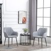 HOMCOM Chaises de Visiteur Design scandinave - Lot de 2 chaises - Pieds effilés métal Noir - Assise Dossier accoudoirs ergonomiques Lin Gris