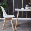 EGGREE Chaises Salle à Manger Scandinaves Lot de 4 Chaises de Cuisine, Rétro Rembourrée Chaise de Salle de Bureau, Pieds en Bois de Hêtre Massif, Blanc