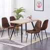 JaHECOME Lot de 4 chaises de salle à manger style scandinave vintage en daim synthétique avec dossier et pieds en acier (marron, 4)