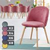 Chaise de Salle à Manger en Velours - Lot de 2, 4, 6, 8, Pieds en Bois Hêtre, Style Moderne, Couleurs au Choix - Chaise Scandinave pour Salon, Chambre, Cuisine, Bureau (Lot de 8, Rose)
