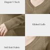 51r6eutFMDL._AC_.jpg Woolicity Pull Femmes Col V Tricot Pullover Couleur Unie Manches Longues Léger Pull Loose Fit Soft Jumper