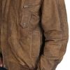 51rGMaHpXcL._AC_.jpg Hommes Blouson en Cuir Classique Robert Marron Nubuck Bomber Manteau