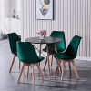 51ufrXEiskL._AC_.jpg BenyLed Lot de 4 Chaises de Salle à Manger en Velours avec Assise Rembourrée et Pieds en Bois Idéal pour Salle à Manger, Salon, Chambre, etc. (Vert foncé)