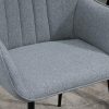 HOMCOM Chaises de Visiteur Design scandinave - Lot de 2 chaises - Pieds effilés métal Noir - Assise Dossier accoudoirs ergonomiques Lin Gris