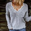 61GAfAGaAcL._AC_.jpg Minetom Pull Femme Tricoté Col V Casual Manches Longues Hiver Chaud Pullover Sweater Top Blouse