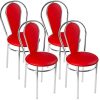 BSD Design Moderne Chaise de Salle à Manger en Cuir Faux, Lot de 4 Chaises de Salle à Manger avec Pieds en Métal - Tulipan Plus - Couleur: Rouge - Lot de 4