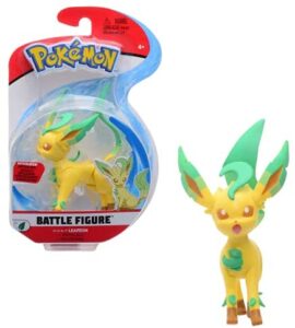 Bandai Battle-Phyllali (Leafeon) -Figurine articulée 8 cm-Pokémon Pelage Beige et Vert, JW0136