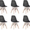 BenyLed Lot de 6 Chaises de Salle à Manger Contemporaines en Plastique Design Rétro Chaise D'appoint pour Salle à Manger, Cuisine, Bureau, Restaurant, etc (Noir)