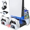 Buluri Support Multifonctionnel PS5 avec Ventilateur de Refroidissement et Station Buluri Support Multifonctionnel PS5 avec Ventilateur de Refroidissement et Station de Charge à Double contrôleur avec 10 emplacements de Jeu pour Console Playstation 5 et édition numérique