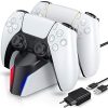 ECHTPower Chargeur Manette PS5, Station de Chargement avec Adaptateur Compatible ECHTPower Chargeur Manette PS5, Station de Chargement avec Adaptateur Compatible avec Manettes DualSense Playstation 5, Support Double USB de Charge Rapide avec Indicateur LED pour Manette PS5