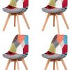 Ensemble de chaises de Salle à Manger Modernes du Milieu du siècle de 4 chaises rembourrées en Patchwork avec Pied de Chaise en hêtre Massif pour Le Salon de la Chambre