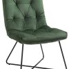 HOMCOM Chaise Design néo-rétro Assise Dossier capitonné piètement croisé métal Noir Velours Vert