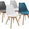 IDMarket - Lot de 4 chaises SARA Gris foncé, Gris IDMarket - Lot de 4 chaises SARA Gris foncé, Gris Clair, Blanc et Bleu
