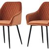 JYMTOM Lot de 2 Chaises en Velours au Style Moderne avec Dossier et Accoudoirs et Des Pieds en Métal (Orange)