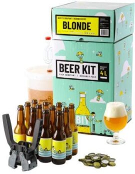 Kit de Brassage Débutant Complet, Je Brasse et j'embouteille 4 litres de bière - Idée Cadeau 100% découverte - (Bière Blonde)
