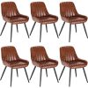 Lestarain 6 X Chaises de Salle à Manger Similicuir et Métal,Fauteuil de Cuisine Chaise de Salon avec Dossier,Brune