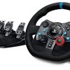 Logitech G29 Driving Force Volant de Course avec Pédales, Retour Logitech G29 Driving Force Volant de Course avec Pédales, Retour de Force Réaliste, Palettes Volant en Acier Inoxydable, Volant en Cuir, Rotation du Volant à 900°, Prise EU, PS5, PS4, PC, Mac - Noir
