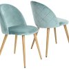 Lot de 2/4/6 Chaises en Velours Style Scandinave Pieds en Métal Chaise de Salle à Manger (Vert, 2)