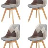 Lot de 4 chaises de salle à manger modernes avec pieds en bois de hêtre massif pour chambre à coucher, salon