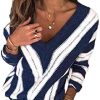 Minetom Pull Femme Automne Hiver Élégant Col V Col Rond Minetom Pull Femme Automne Hiver Élégant Col V Col Rond Manches Longues Sweater Patchwork Blouse Chic Chaud Tricot Hauts Tunique Pullover Ample Sweater