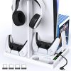 OIVO Supporto PS5 con Ventola di Raffreddamento e Supporto per OIVO Supporto PS5 con Ventola di Raffreddamento e Supporto per Cuffie, Ventola PS5 Raffreddamento con Ricarica Controller PS5 per Playstation 5, Accessori PS5 per Console PS5 con 15 Slot di Gioco