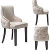 PS Global Ensemble de 2 chaises de salle à manger de luxe Grace, clous chromés faciles à assembler, dossier capitonné, dossier profond, velours en peluche neuf (crème)