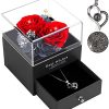 Rose Eternelle avec Bijoux, Rose éternelle Préservée, Love You Collier Rose Eternelle avec Bijoux, Rose éternelle Préservée, Love You Collier boîte à Bijoux, Idee Cadeau Anniversaire Saint Valentin Mariage Fete des Meres pour Femme Maman Cadeau de Noël