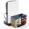 Support vertical pour contrôleurs PS5 avec ventilateur de refroidissement, avec Support vertical pour contrôleurs PS5 avec ventilateur de refroidissement, avec deux ports de chargeur de contrôleur pour PlayStation 5 et DualSense et 14 emplacements de jeu rétractables