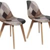 THE HOME DECO FACTORY HD6137 Lot De 2 Chaises Salon Salle A Manger Patchwork Multicolore Bois PU Scandinave, Polyuréthane, 46x85x55 cm