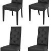 Tommychairs - Set 4 chaises Chantal pour Cuisine et Salle Tommychairs - Set 4 chaises Chantal pour Cuisine et Salle à Manger, Structure en Bois de hêtre peindré en Noir, Assise et Dossier rembourrés et revêtus en Cuir Artificiel Noir avec Boutons